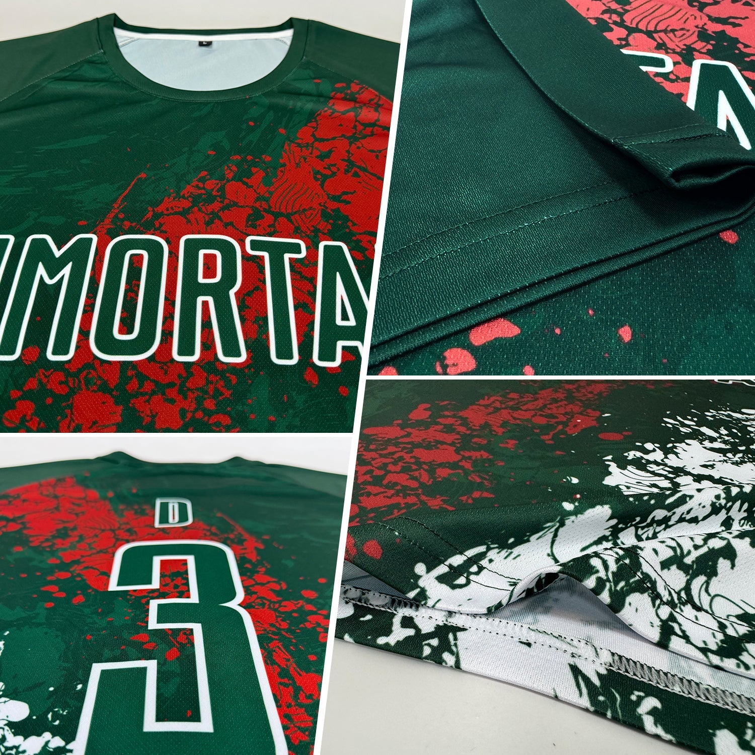 Custom Green Red-White Sublimation Mexico Soccer Uniform Jersey view 3