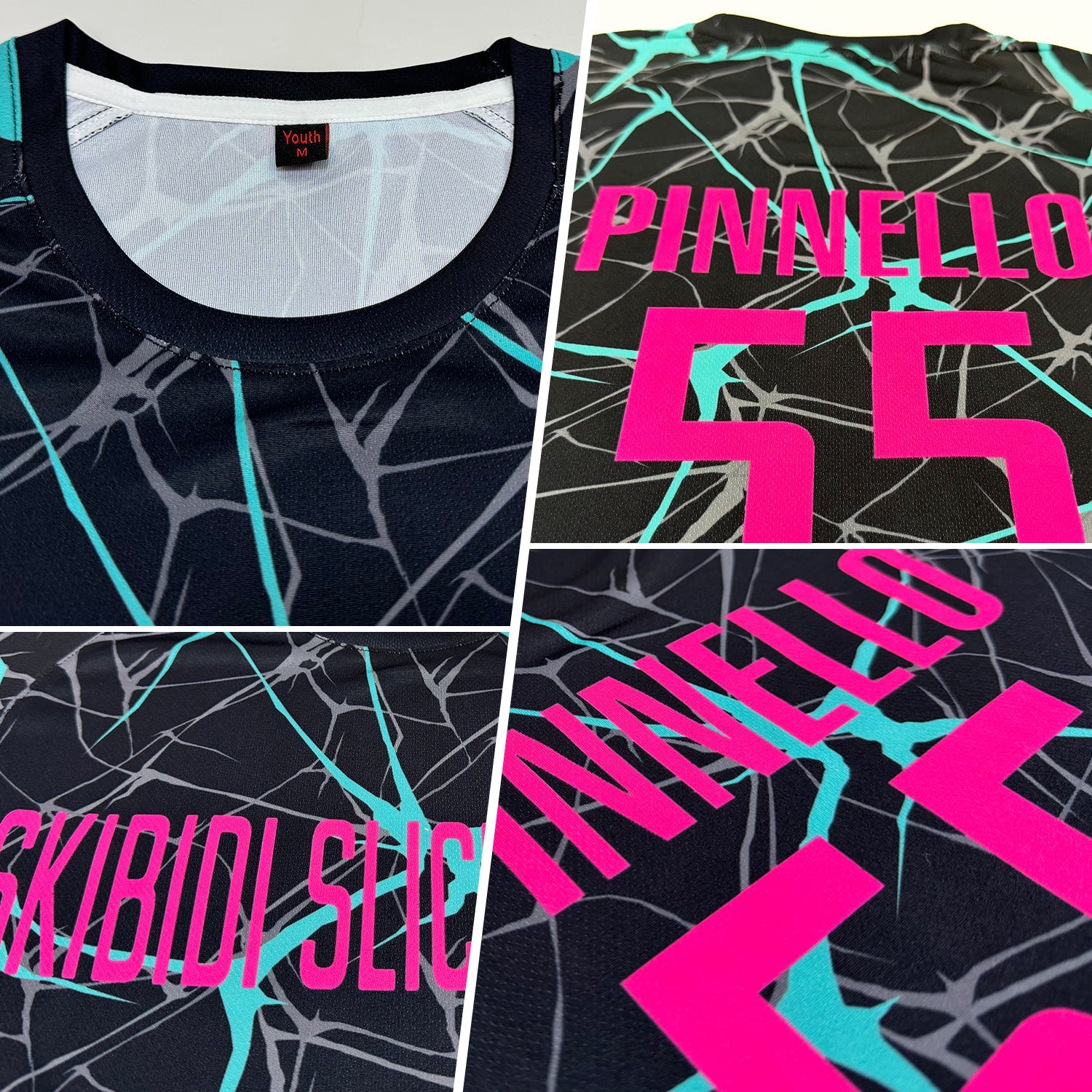 Custom Black Pink-Aqua Sublimation Soccer Uniform Jersey view 3