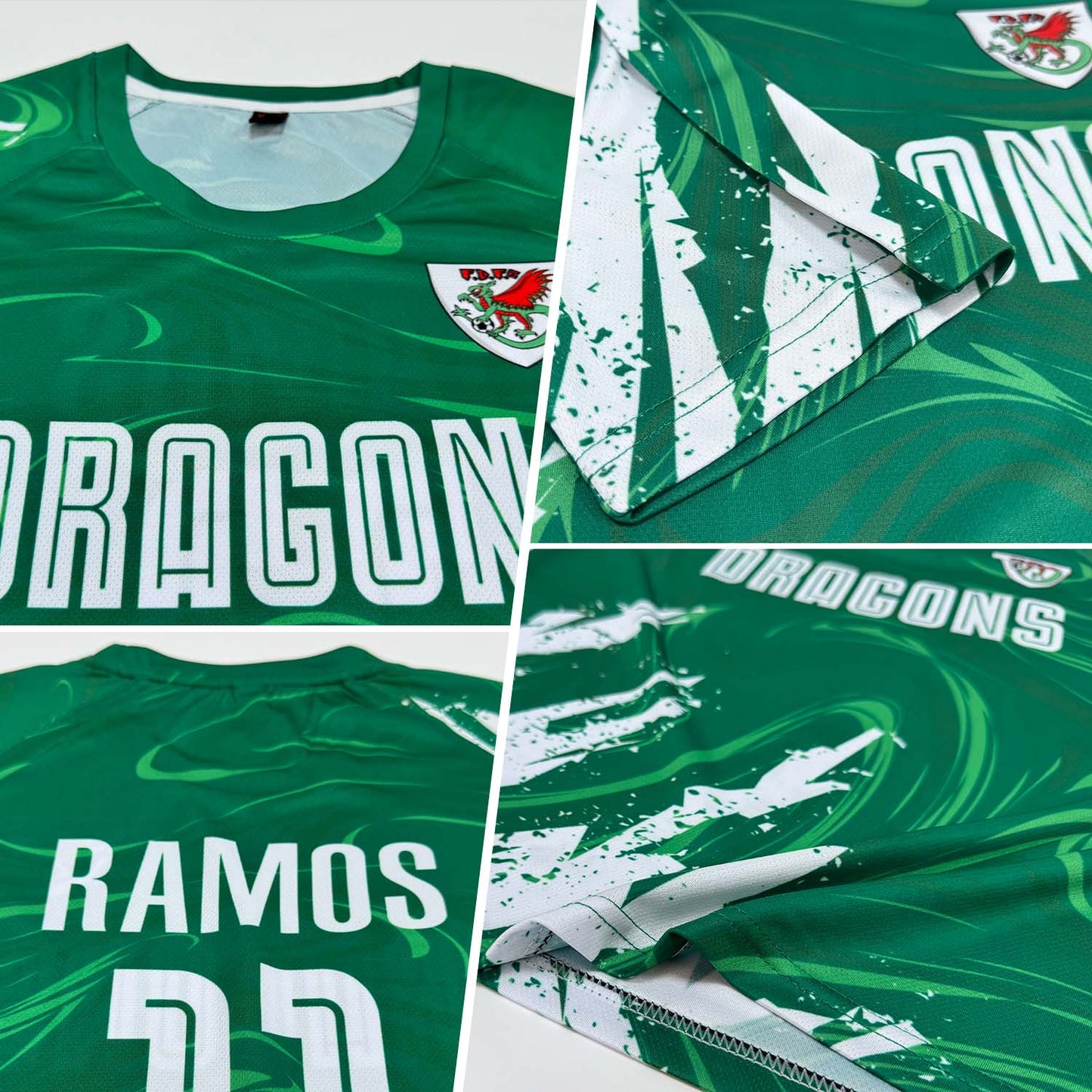 Custom Kelly Green White Sublimation Soccer Uniform Jersey view 3