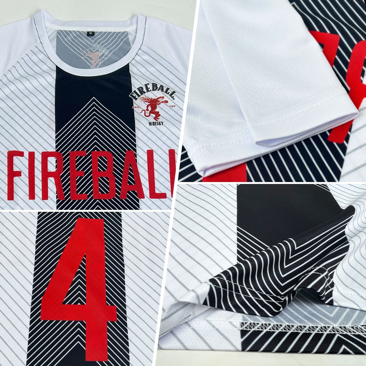 Custom White Red-Black Line Sublimation Soccer Uniform Jersey view 3