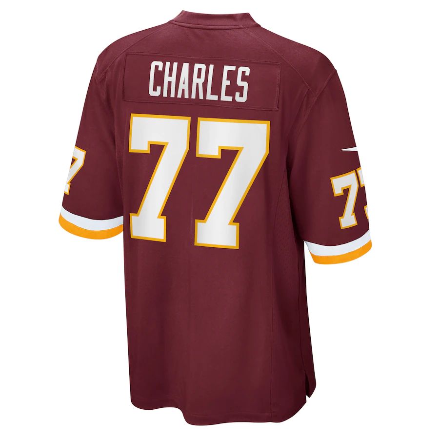 W.Football Team #77 Saahdiq Charles Burgundy Game Player Jersey Stitched American Football Jerseys - Main View