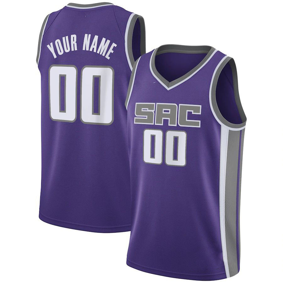 Custom S.Kings Swingman  Jersey Purple  Icon Edition Stitched Basketball Jersey - Main View