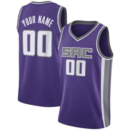 Custom S.Kings Swingman  Jersey Purple  Icon Edition Stitched Basketball Jersey - Main View