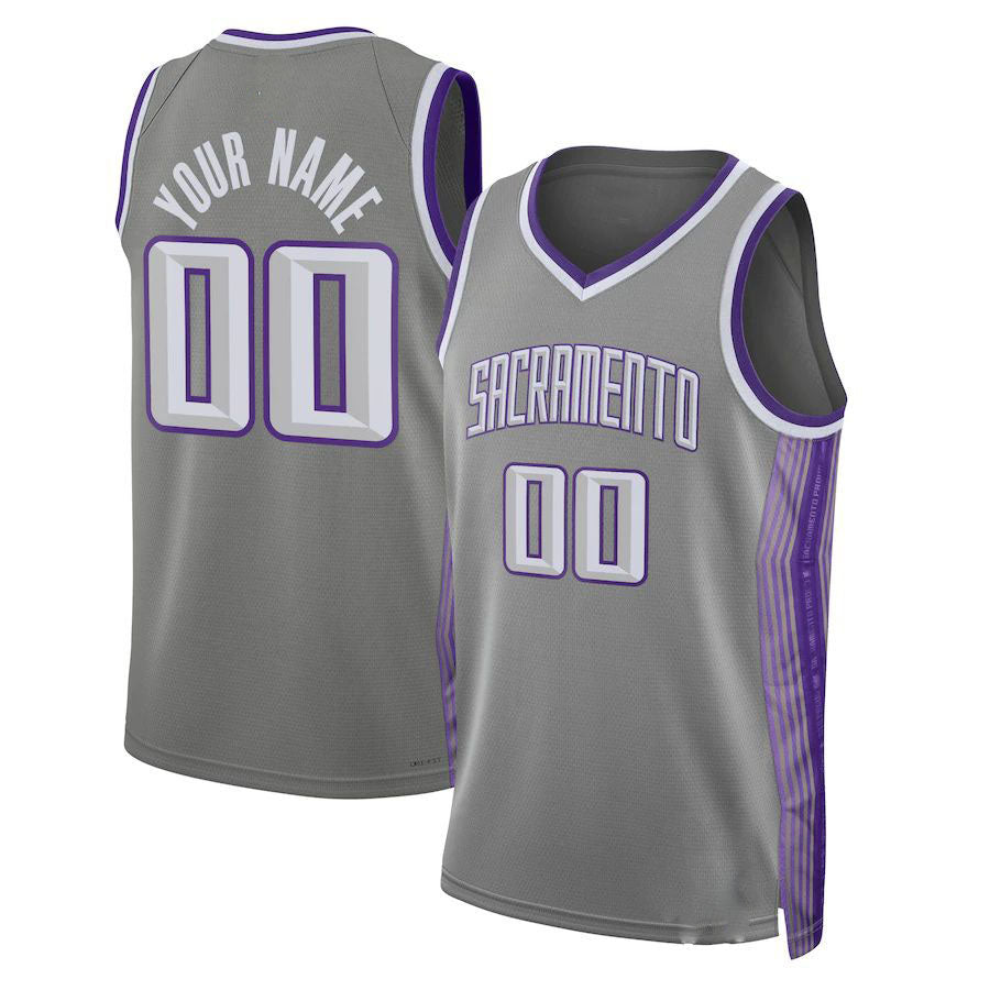 Custom S.Kings Unisex 202223 Swingman Jersey City Edition Gray Stitched Basketball Jersey - Main View