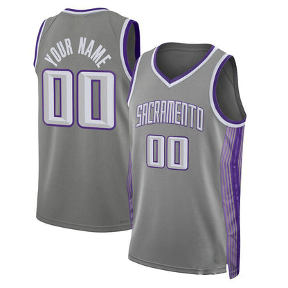 Custom S.Kings Unisex 202223 Swingman Jersey City Edition Gray Stitched Basketball Jersey - Main View
