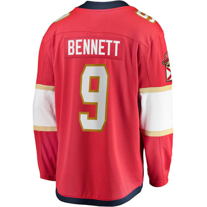 F.Panthers #9 Sam Bennett Fanatics Branded 2017-18 Home Breakaway Replica Jersey Red Stitched American Hockey Jerseys - Main View