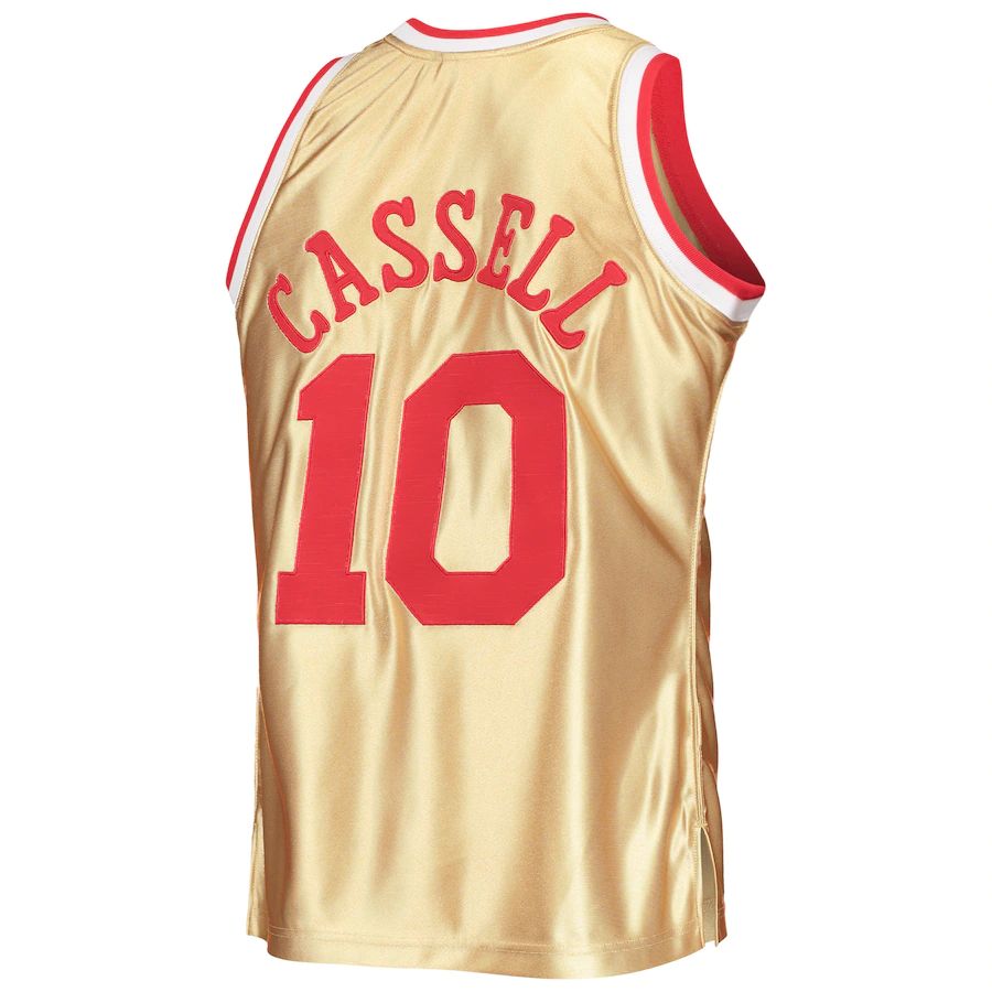 H.Rockets #10 Sam Cassell Mitchell & Ness 75th Anniversary 1993-94 Hardwood Classics Swingman Jersey  Gold Stitched American Basketball Jersey - Main View