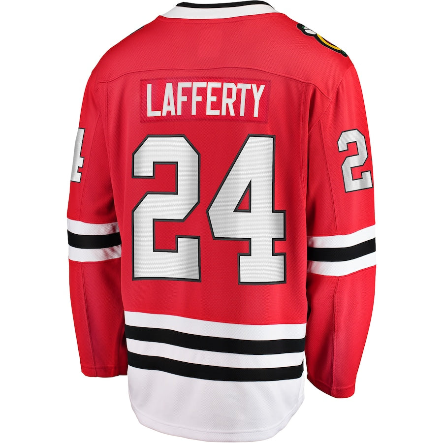 C.Blackhawks #24 Fanatics Branded Home Breakaway Player Jersey Red Stitched American Hockey Jerseys - Main View