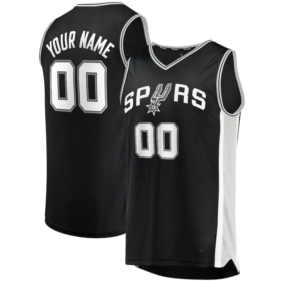 Custom S.Antonio Spurs Fanatics Branded Fast Break Custom Replica Jersey Black Icon Edition Stitched Basketball Jersey - Main View