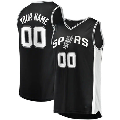 Custom S.Antonio Spurs Fanatics Branded Fast Break Custom Replica Jersey Black Icon Edition Stitched Basketball Jersey - Main View