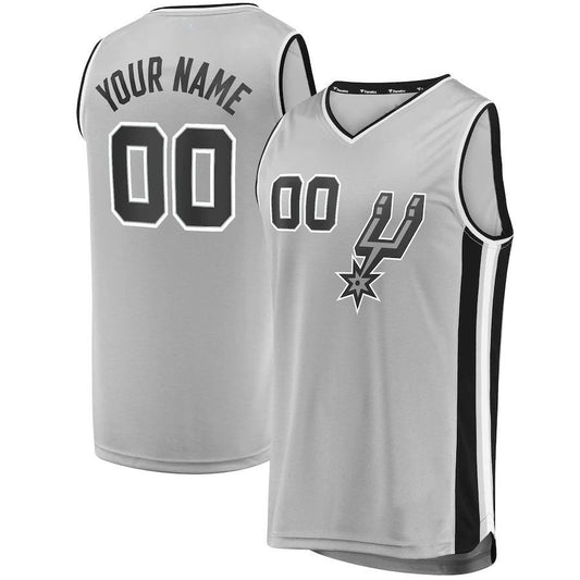 Custom S.Antonio Spurs Fanatics Branded  Fast Break Custom Replica Jersey Silver Statement Edition Stitched Basketball Jersey - Main View
