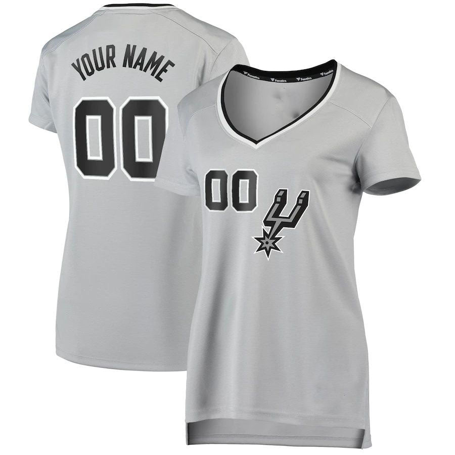 Custom S.Antonio Spurs Fanatics Branded Women's Fast Break Replica Custom Jersey  Silver Statement Edition Stitched Basketball Jersey - Main View