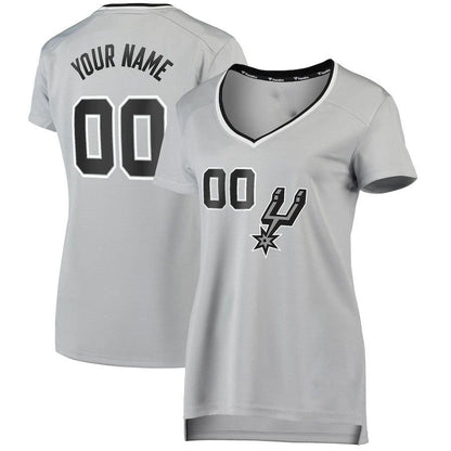Custom S.Antonio Spurs Fanatics Branded Women's Fast Break Replica Custom Jersey  Silver Statement Edition Stitched Basketball Jersey - Main View