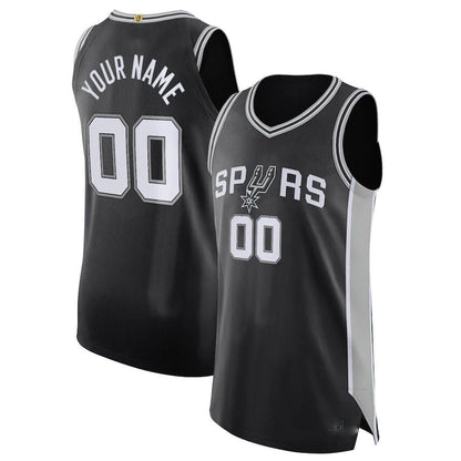 Custom S.Antonio Spurs Authentic Jersey Black Icon Edition Stitched Basketball Jersey - Main View