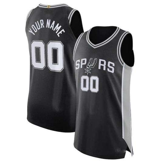 Custom S.Antonio Spurs Authentic Jersey Black Icon Edition Stitched Basketball Jersey - Main View