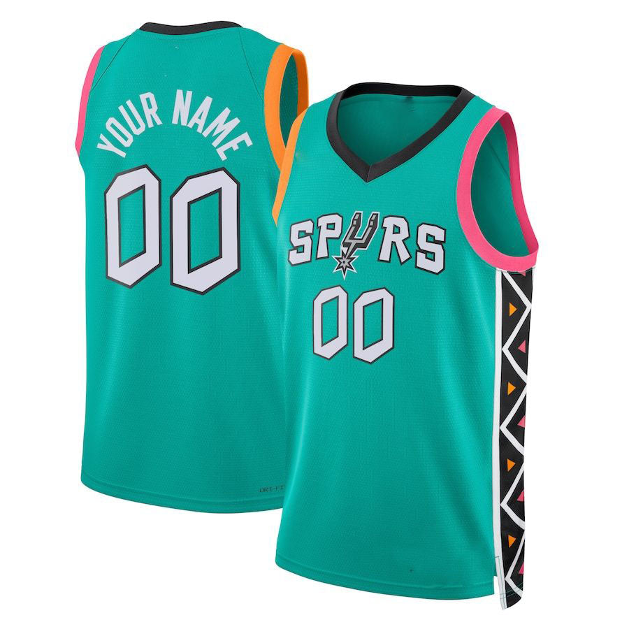 Custom S.Antonio Spurs Unisex  Swingman Custom Jersey City Edition Turquoise Stitched Basketball Jersey - Main View