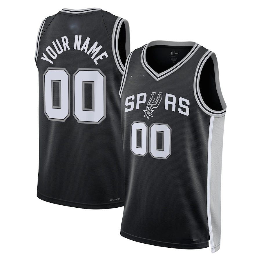 Custom S.Antonio Spurs Unisex  Swingman Custom Jersey Black Icon Edition Stitched Basketball Jersey - Main View