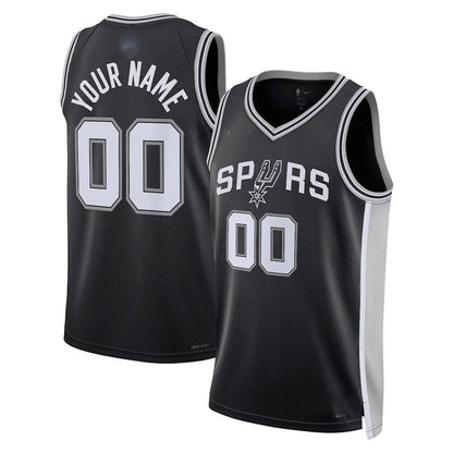 Custom S.Antonio Spurs Unisex  Swingman Custom Jersey Black Icon Edition Stitched Basketball Jersey - Main View