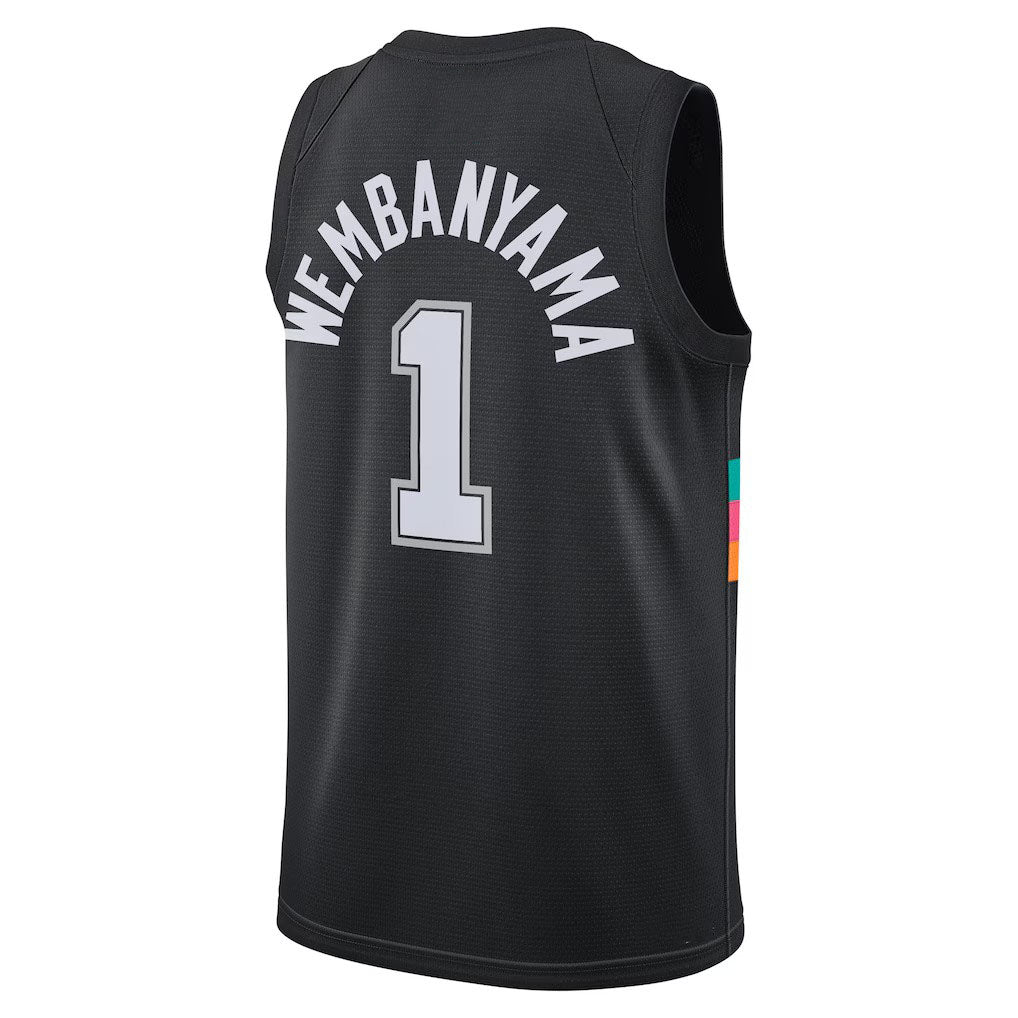 S.Antonio Spurs #1 Victor Wembanyama Black 2025-26 Swingman City Edition Stitched American Basketball Jersey - Main View