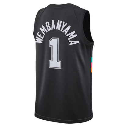 S.Antonio Spurs #1 Victor Wembanyama Black 2025-26 Swingman City Edition Stitched American Basketball Jersey - Main View