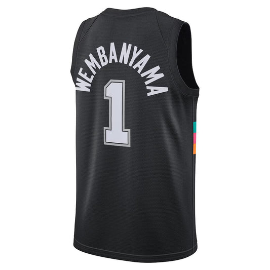 S.Antonio Spurs #1 Victor Wembanyama Black 2025-26 Swingman City Edition Stitched American Basketball Jersey - Main View