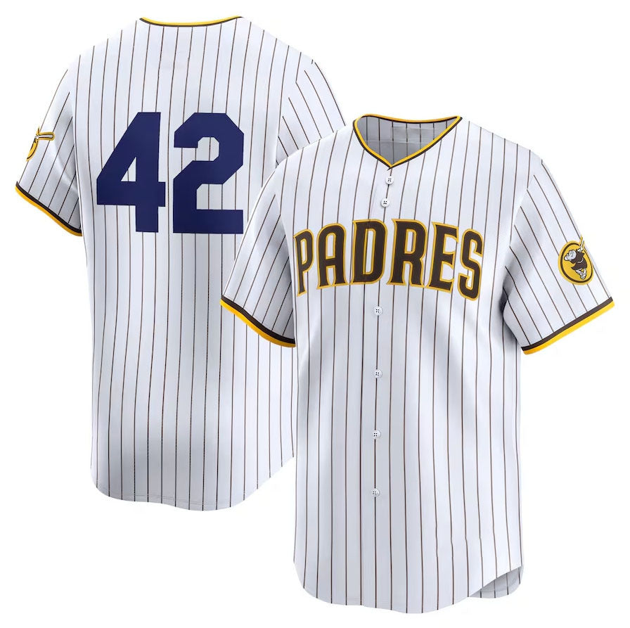 San Diego Padres 2024 #42 Jackie Robinson Day Home Limited Jersey – White Stitches Baseball Jerseys - Main View