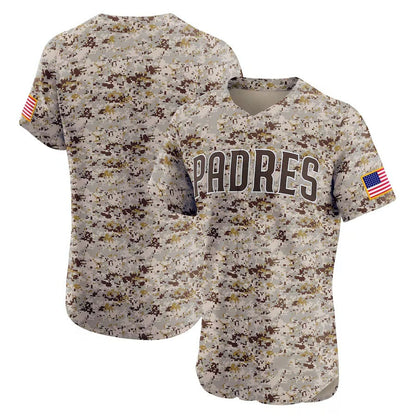 San Diego Padres Alternate Vapor Premier Elite Patch Jersey - Camo Stitched Baseball Jersey - Main View