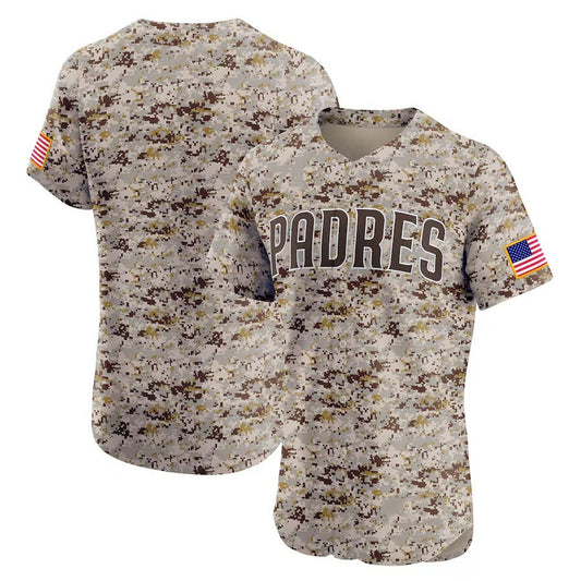 San Diego Padres Alternate Vapor Premier Elite Patch Jersey - Camo Stitched Baseball Jersey - Main View
