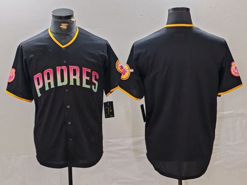 San Diego Padres Blank Black Cool Base Stitched Baseball Jersey - Main View