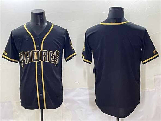 San Diego Padres Blank Black Gold Stitched Baseball Jersey - Main View