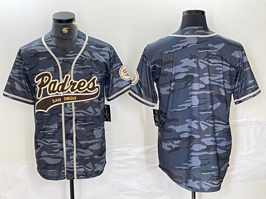 San Diego Padres Blank Gray Camo Cool Base Stitched Jersey Baseball Jersey - Main View