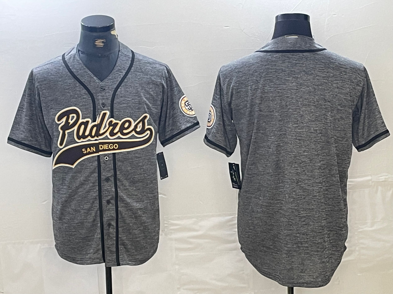 San Diego Padres Blank Grey Gridiron Cool Base Stitched Baseball Jersey - Main View