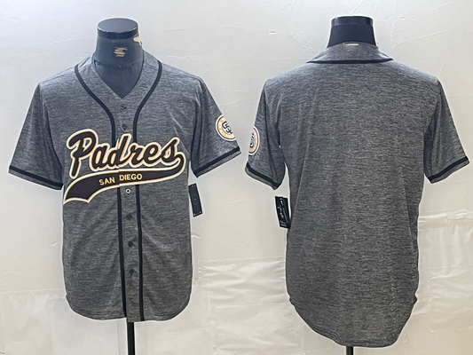 San Diego Padres Blank Grey Gridiron Cool Base Stitched Baseball Jersey - Main View