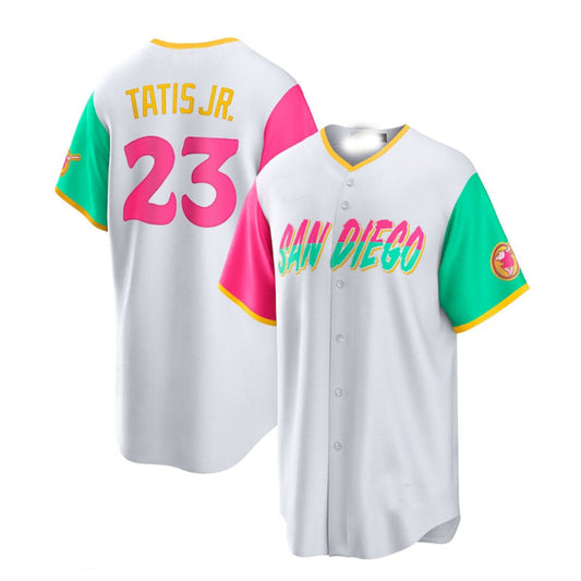 San Diego Padres #23 Fernando Tatis Jr. White 2022 City Connect Replica Player Jersey Baseball Jerseys - Main View