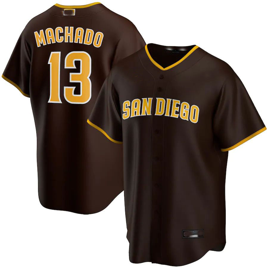 San Diego Padres #13 Manny Machado Brown Alternate Replica Player Jersey Baseball Jerseys - Main View