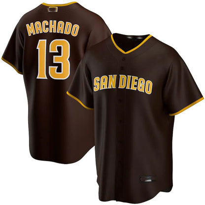San Diego Padres #13 Manny Machado Brown Alternate Replica Player Jersey Baseball Jerseys - Main View