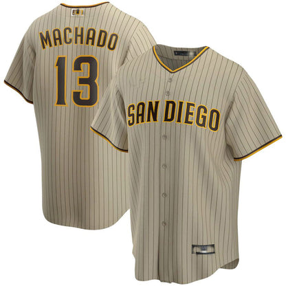 San Diego Padres #13 Manny Machado Tan Alternate Replica Player Jersey Baseball Jerseys - Main View