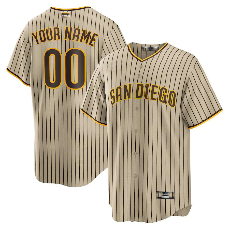 Baseball Jerseys Custom San Diego Padres Brown Road Custom Replica Jersey - Main View