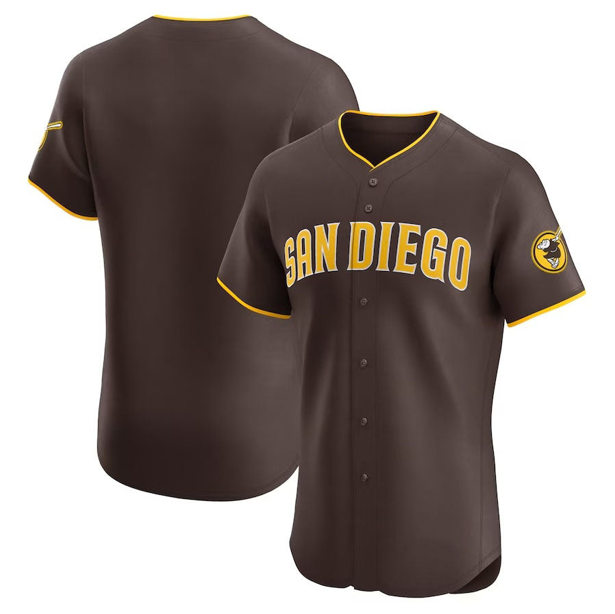 San Diego Padres Road Vapor Premier Elite Patch Jersey - Brown Stitched Baseball Jersey - Main View
