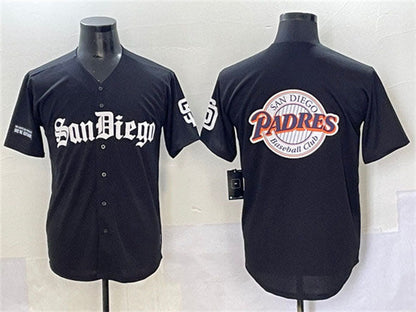 San Diego Padres Team Big Logo Black Gothic Edition Vapor Limited Stitched Baseball Jersey - Main View