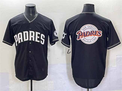 San Diego Padres Team Big Logo Black Stitched Baseball Jersey - Main View