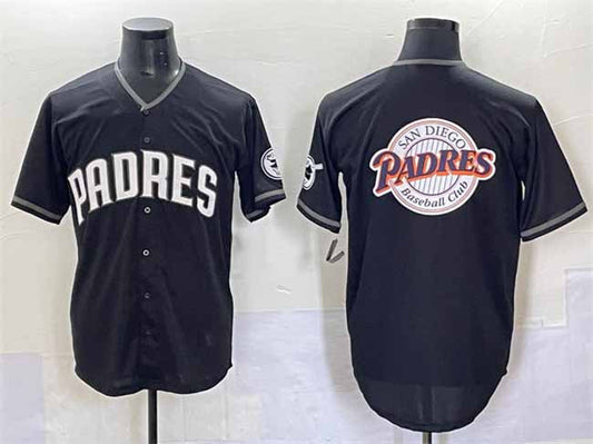 San Diego Padres Team Big Logo Black Stitched Baseball Jersey - Main View