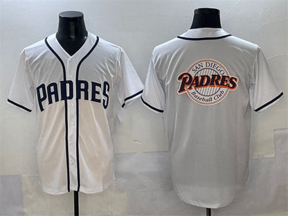 San Diego Padres Team Big Logo White Cool Base Stitched Baseball Jersey - Main View