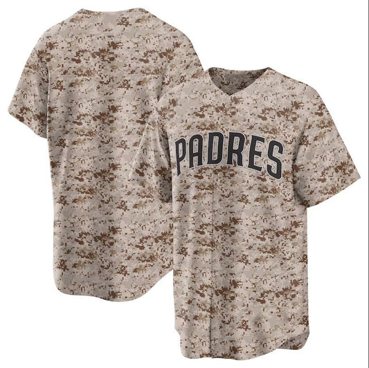 San Diego Padres USMC Alternate Replica Team Jersey - Camo Stitched Baseball Jersey - Main View