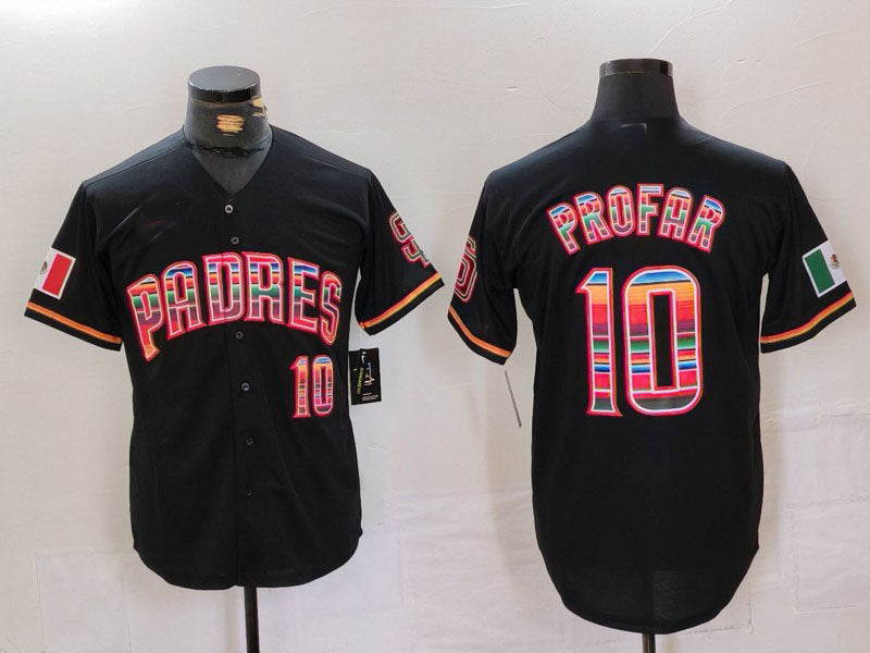 San Diego Padres #10 Jurickson Profar Black Mexico Cool Base Stitched Baseball Jersey - Main View