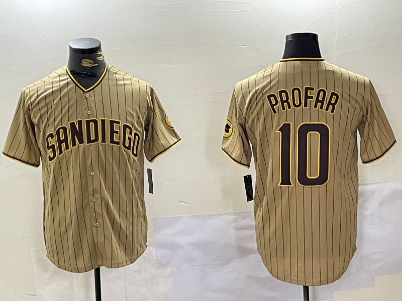 San Diego Padres #10 Jurickson Profar Khaki Team Logo Cool Base Stitched Baseball Jersey - Main View
