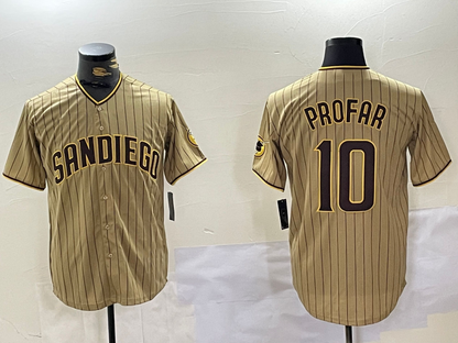San Diego Padres #10 Jurickson Profar Khaki Team Logo Cool Base Stitched Baseball Jersey - Main View