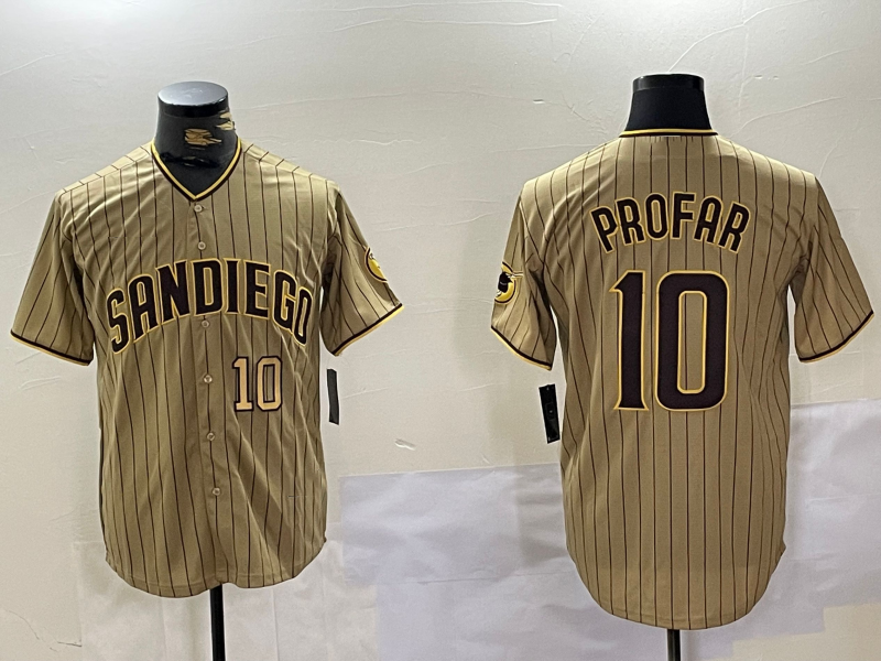 San Diego Padres #10 Jurickson Profar Khaki Team Logo Cool Base Stitched Baseball Jersey - Main View