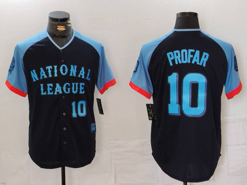San Diego Padres #10 Jurickson Profar Number Navy 2024 All Star Limited Stitched Baseball Jersey - Main View