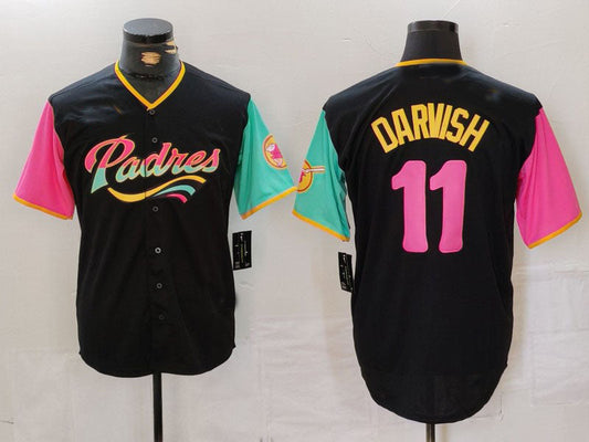 San Diego Padres #11 Yu Darvish Black Fashion Baseball Jersey - Main View